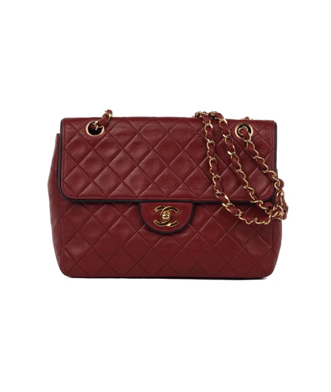 CHANEL Бордовая кожаная сумка через плечо, фото 1