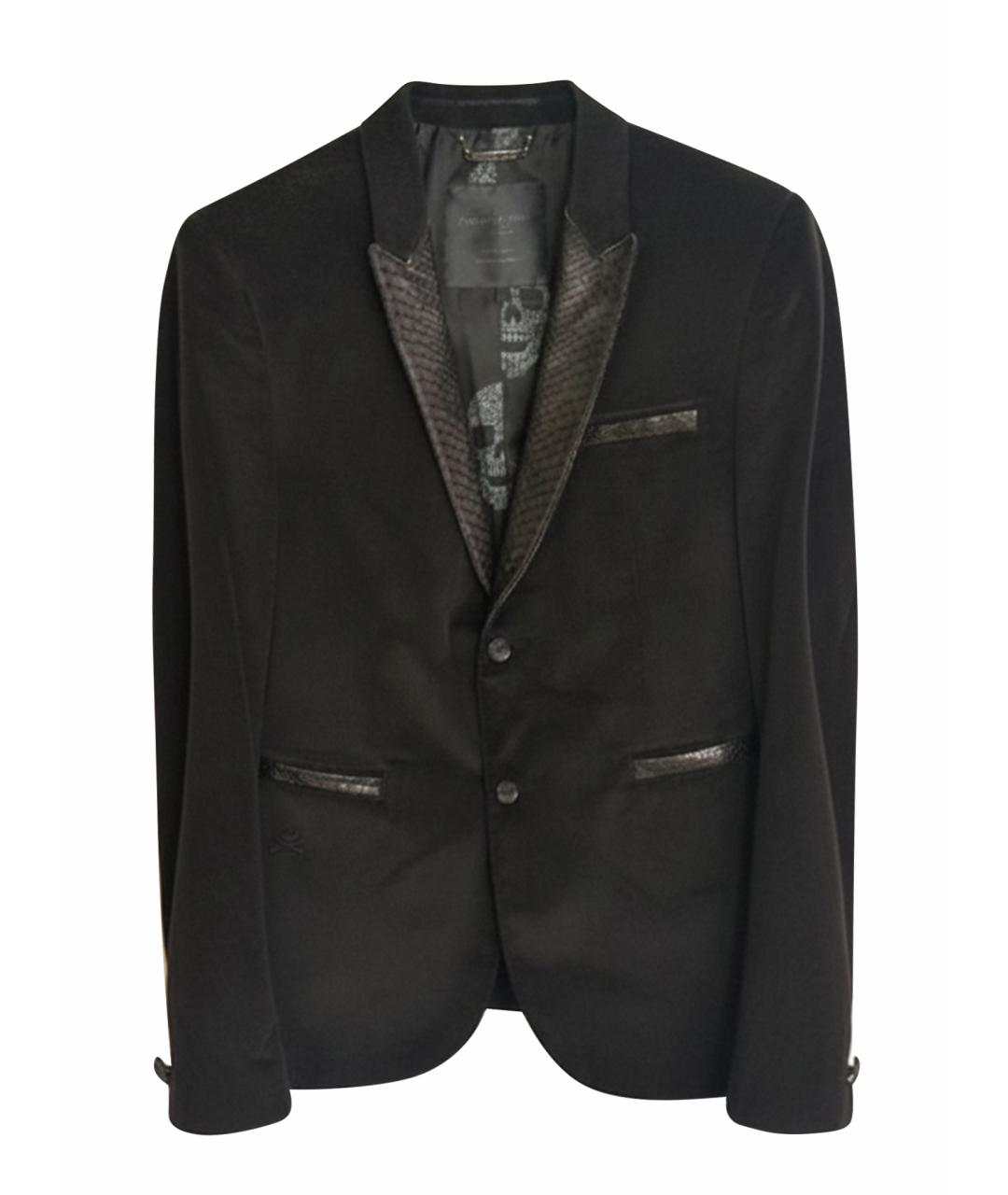 PHILIPP PLEIN Черный пиджак из экзотической кожи, фото 1