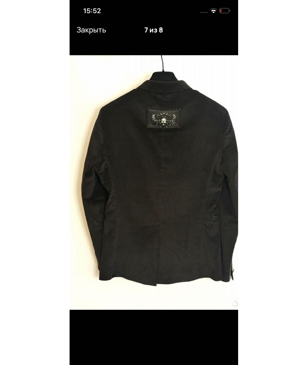 PHILIPP PLEIN Черный пиджак из экзотической кожи, фото 2