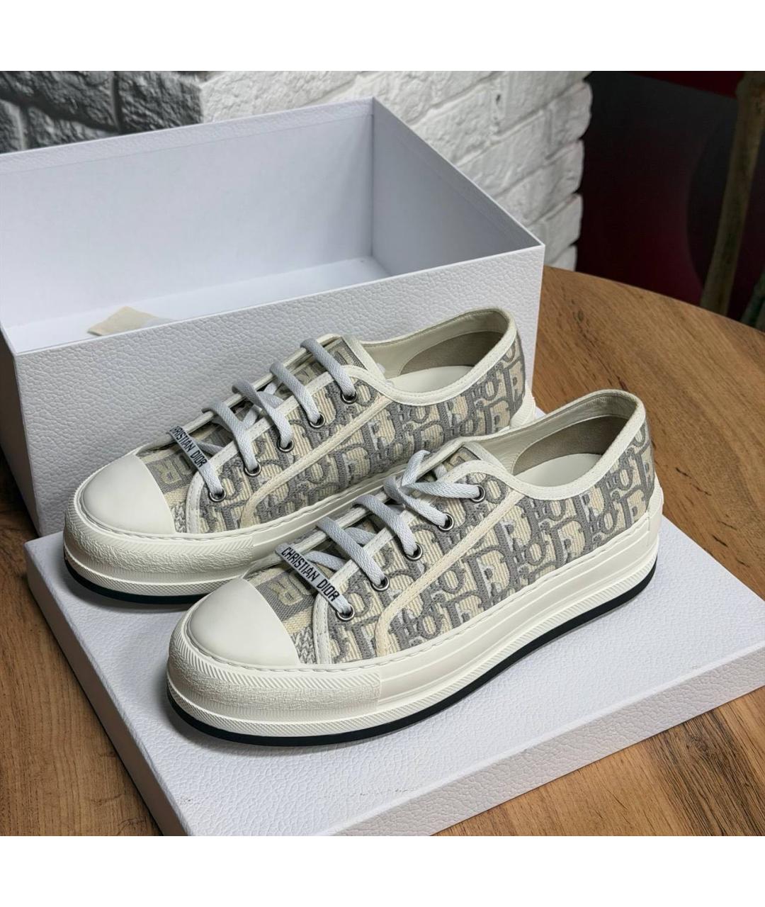 CHRISTIAN DIOR Серые текстильные кроссовки, фото 2