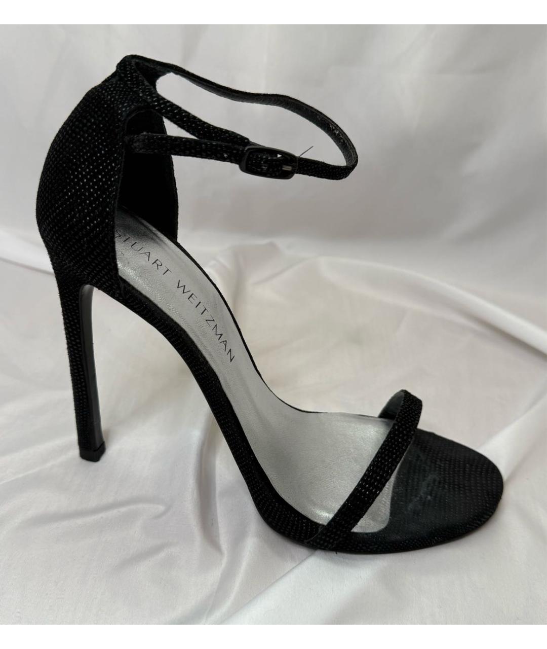 STUART WEITZMAN Черные текстильные босоножки, фото 7