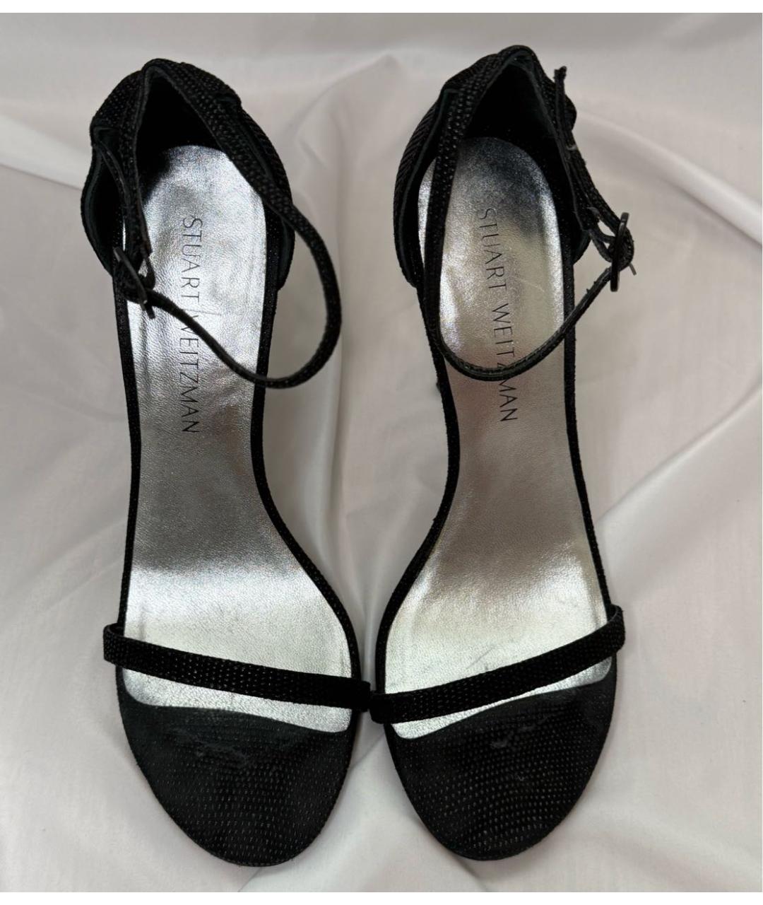 STUART WEITZMAN Черные текстильные босоножки, фото 2