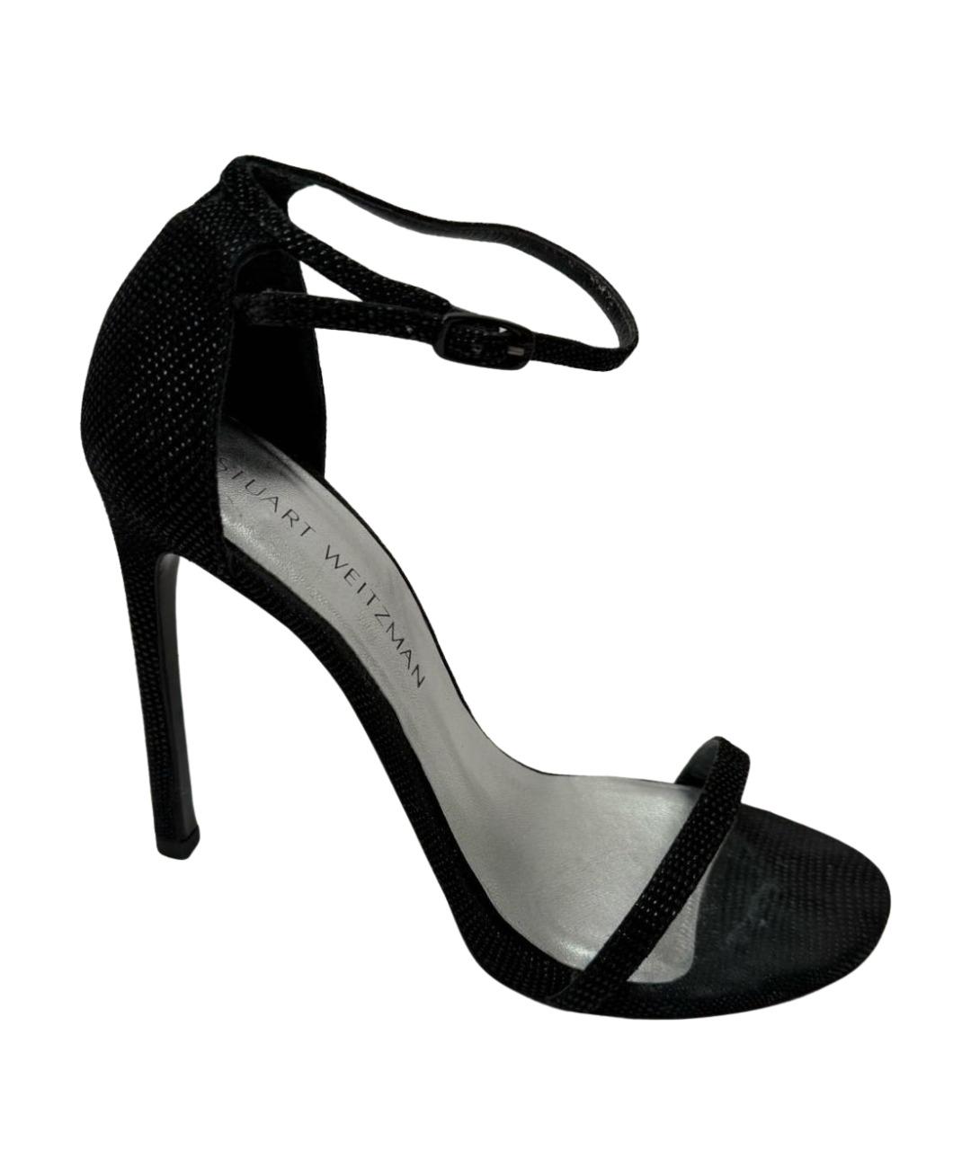 STUART WEITZMAN Черные текстильные босоножки, фото 1