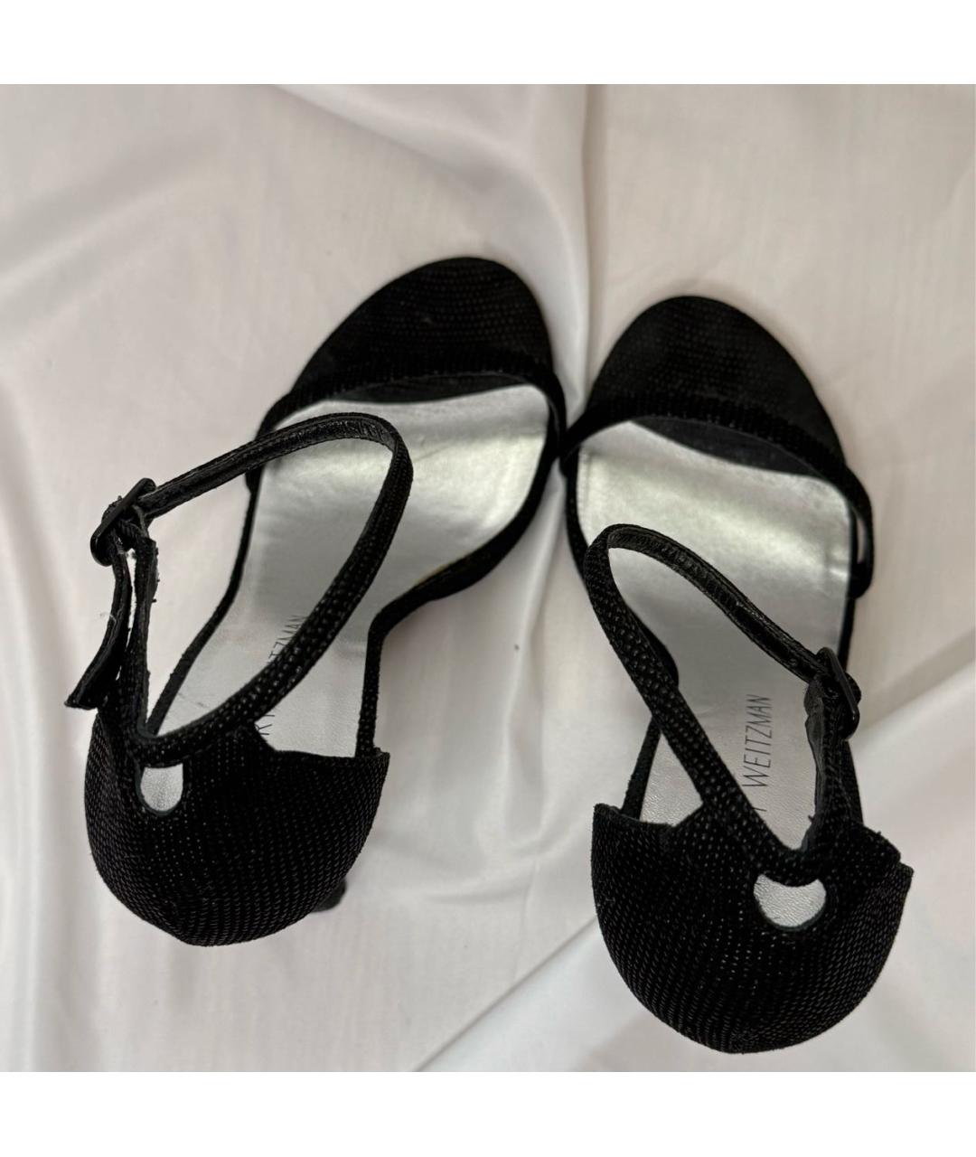STUART WEITZMAN Черные текстильные босоножки, фото 4