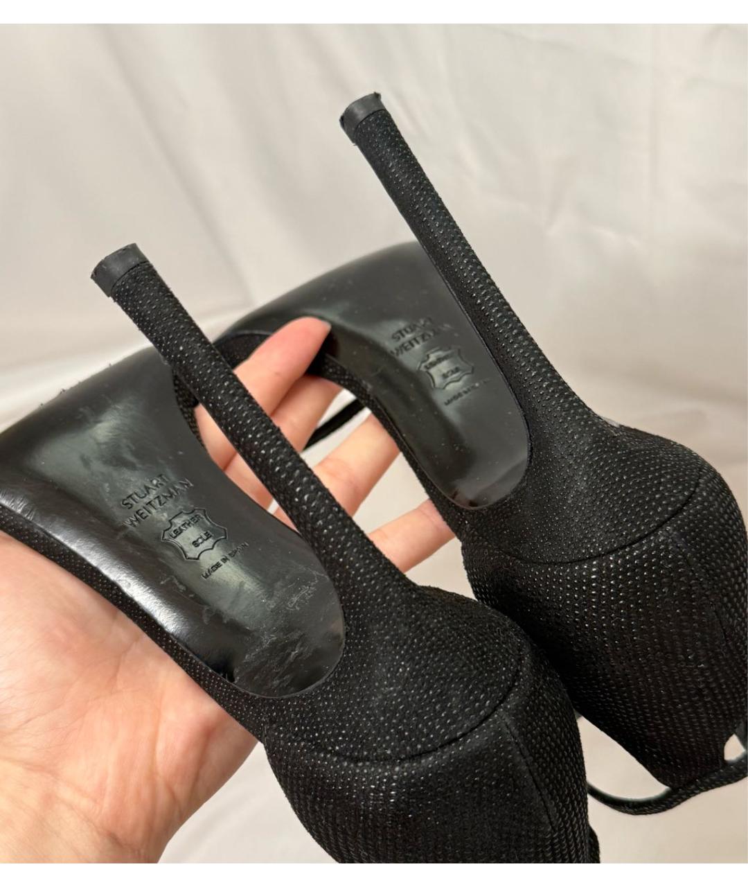 STUART WEITZMAN Черные текстильные босоножки, фото 6
