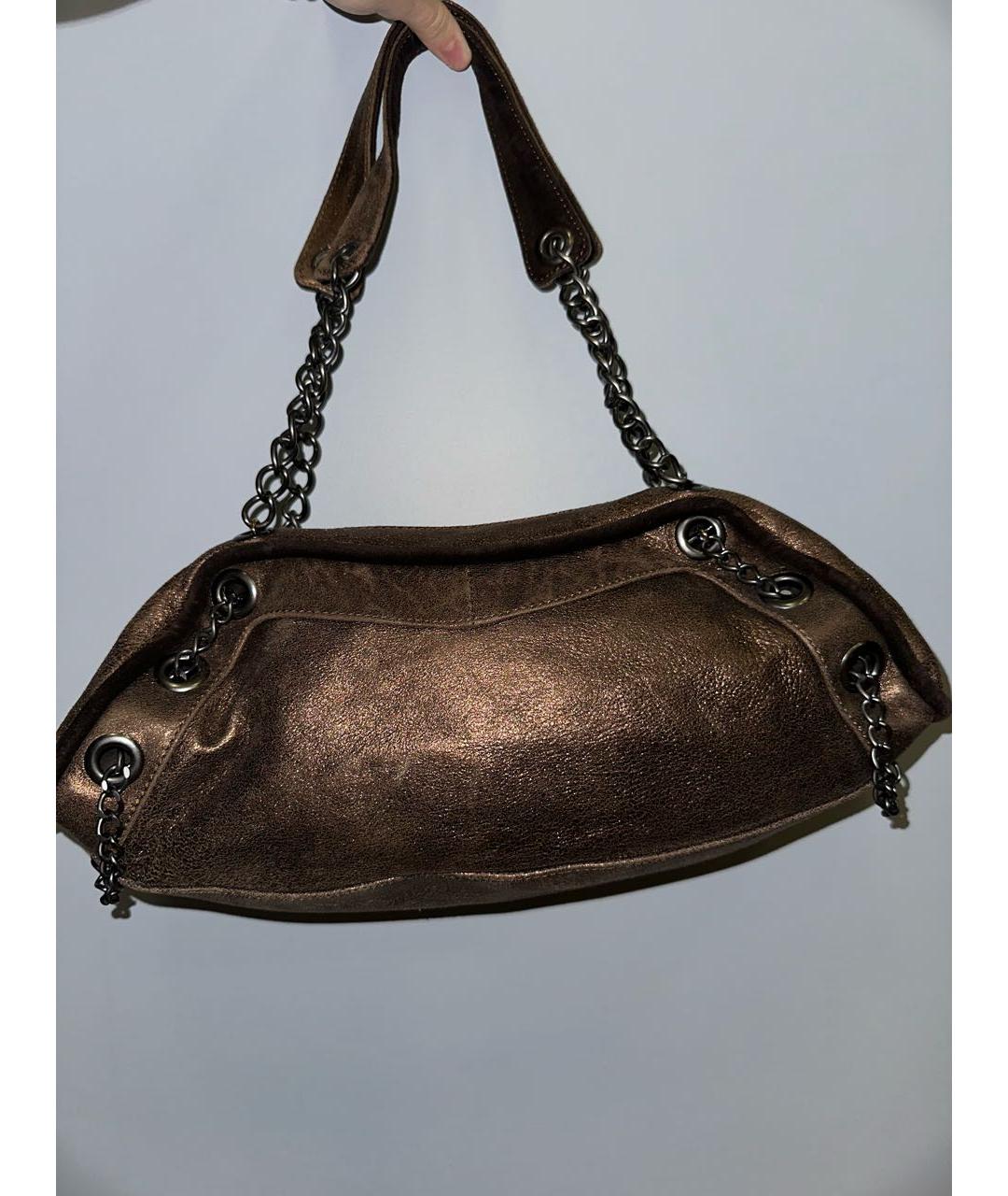 BLUMARINE Коричневая кожаная сумка через плечо, фото 3