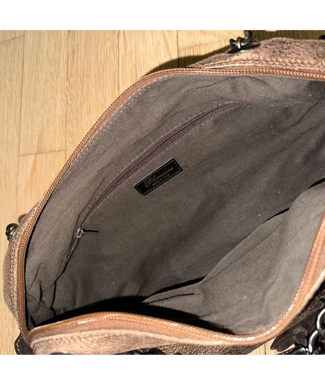 BLUMARINE Коричневая кожаная сумка через плечо, фото 4