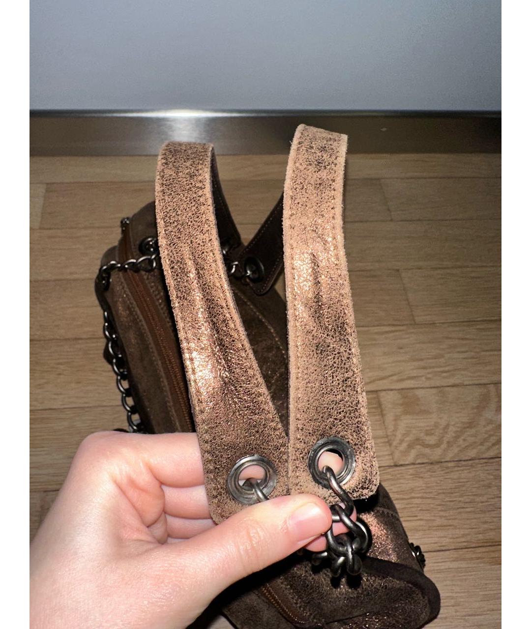 BLUMARINE Коричневая кожаная сумка через плечо, фото 6