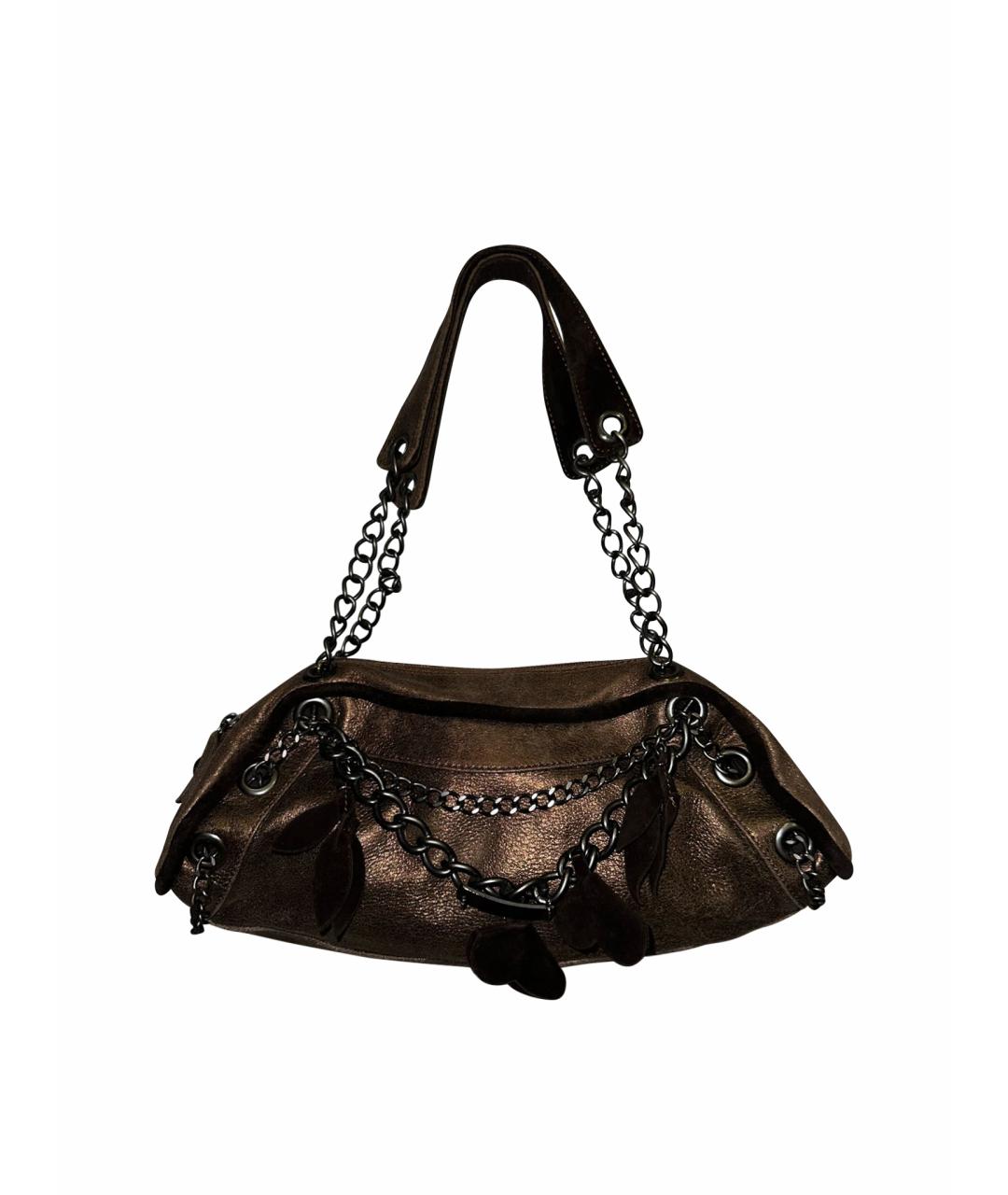 BLUMARINE Коричневая кожаная сумка через плечо, фото 1