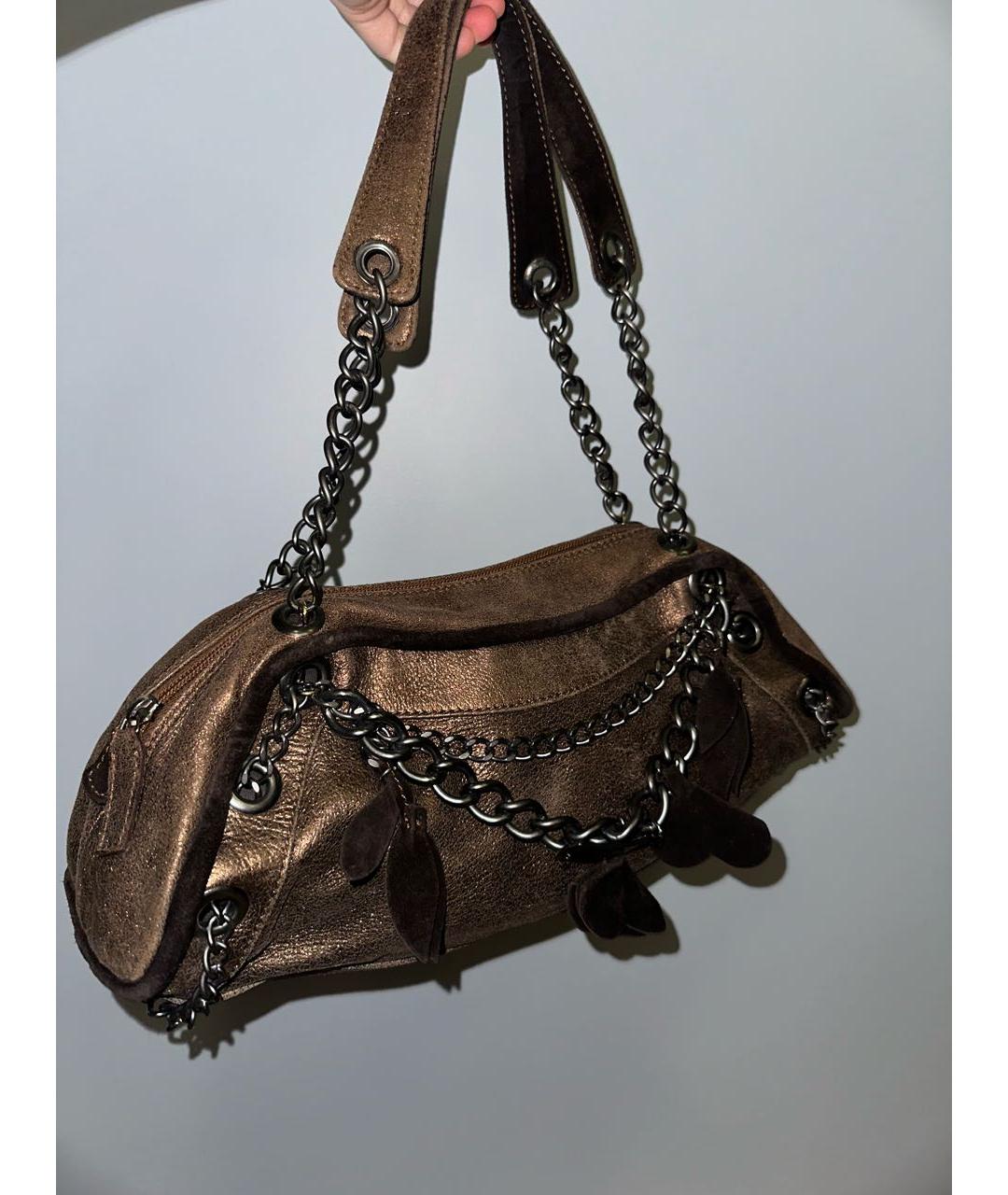 BLUMARINE Коричневая кожаная сумка через плечо, фото 2