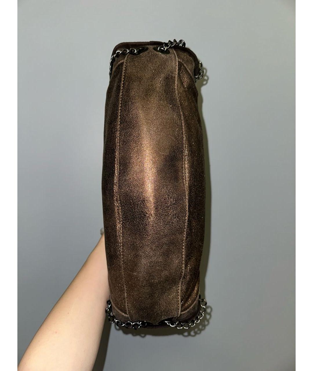 BLUMARINE Коричневая кожаная сумка через плечо, фото 5