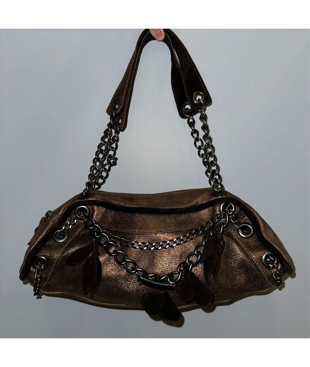 BLUMARINE Коричневая кожаная сумка через плечо, фото 7