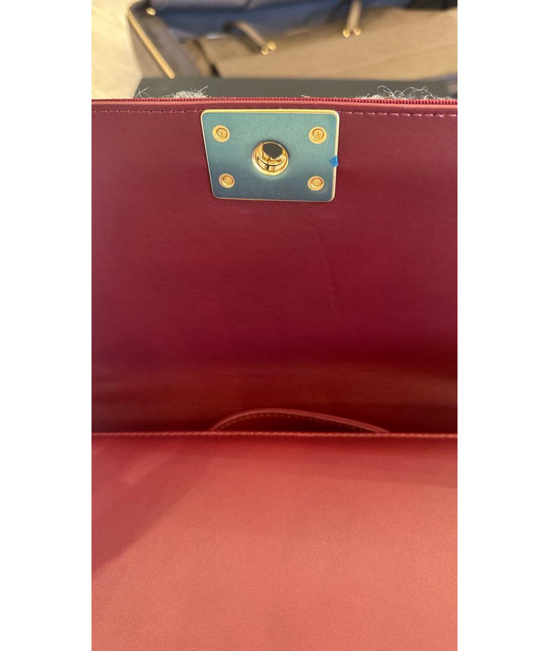 CHANEL Бордовая кожаная сумка через плечо, фото 3