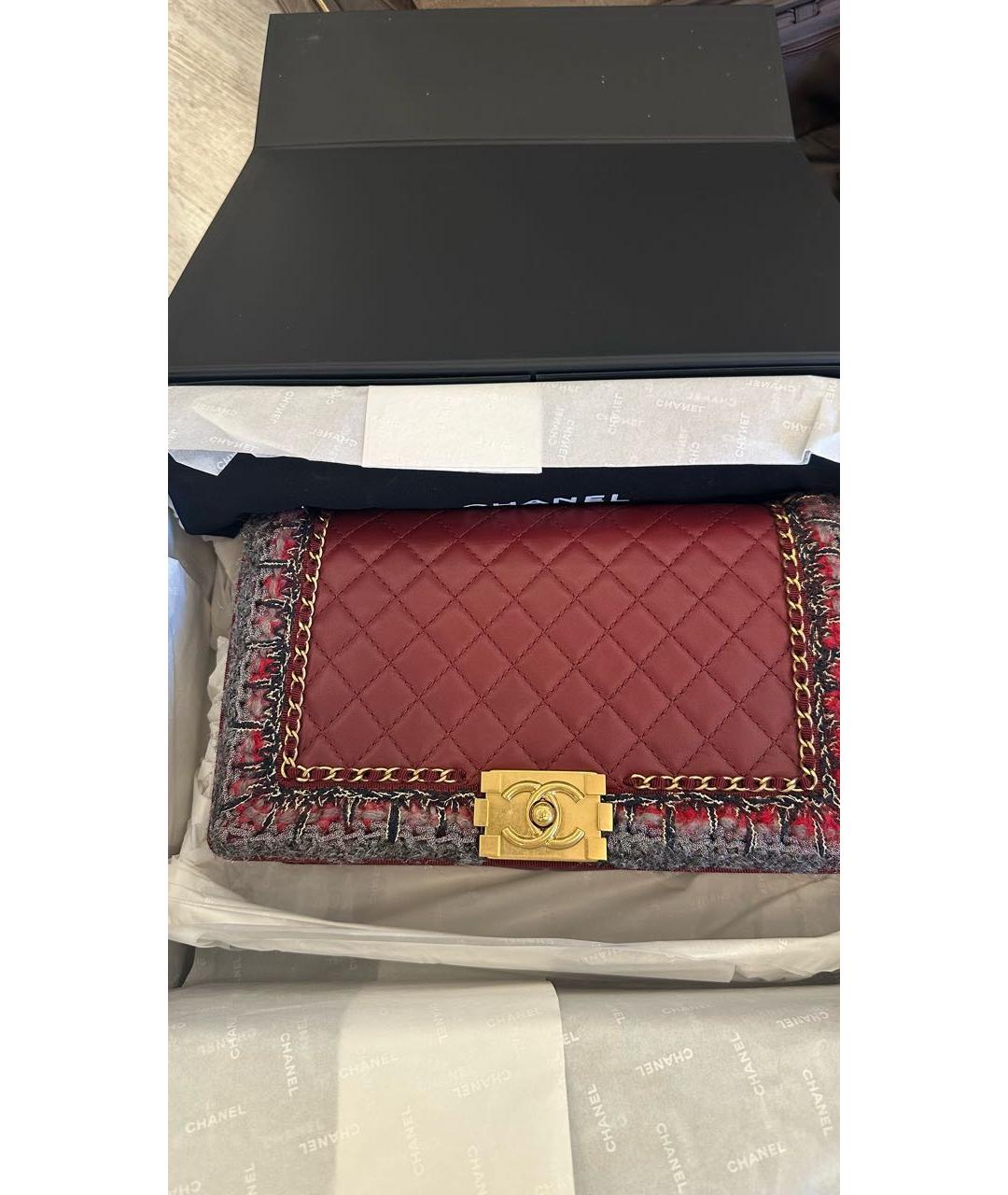 CHANEL Бордовая кожаная сумка через плечо, фото 2