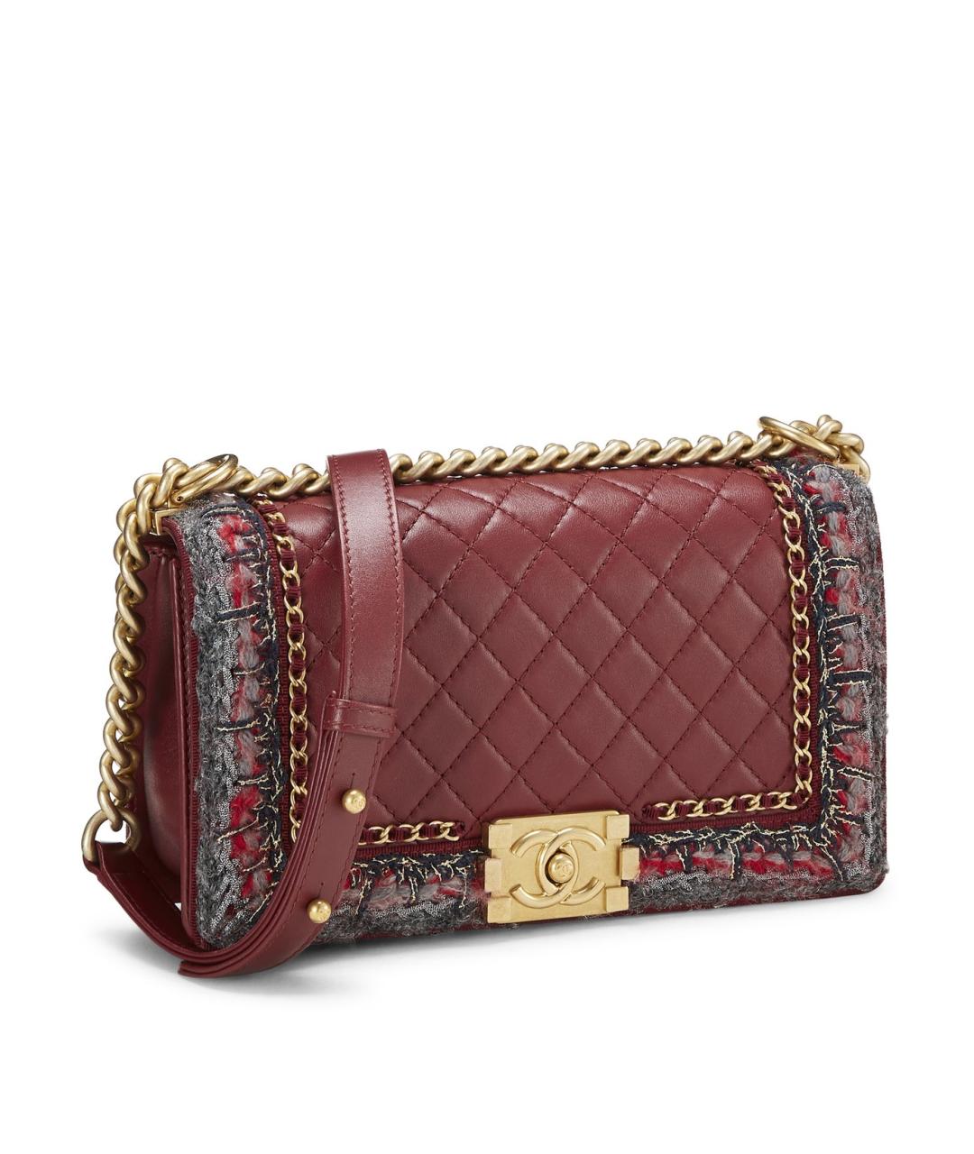CHANEL Бордовая кожаная сумка через плечо, фото 1