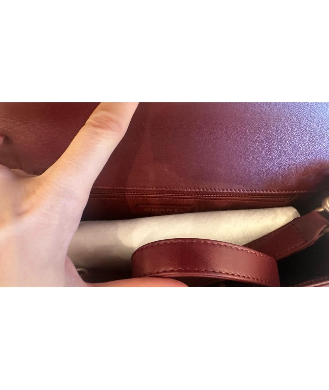 CHANEL Бордовая кожаная сумка через плечо, фото 5
