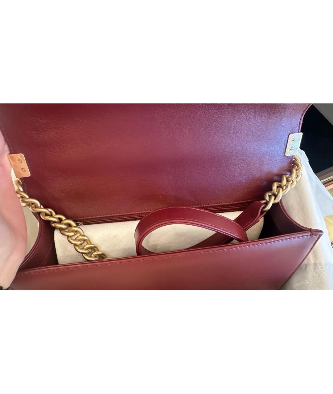 CHANEL Бордовая кожаная сумка через плечо, фото 4