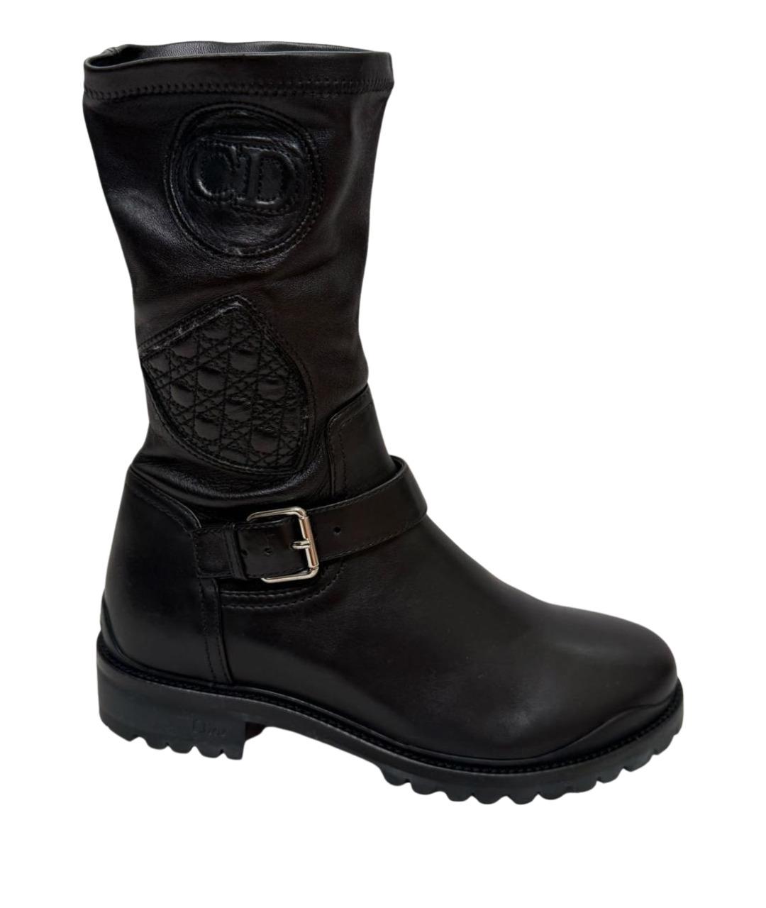 CHRISTIAN DIOR Черные кожаные полусапоги, фото 1