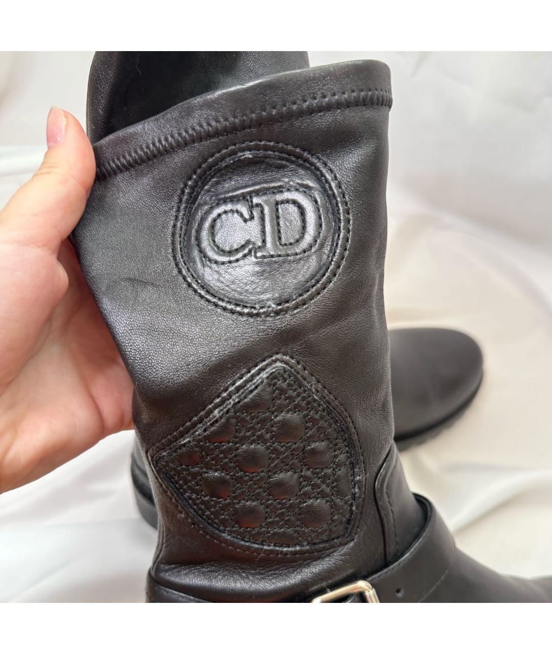 CHRISTIAN DIOR Черные кожаные полусапоги, фото 6