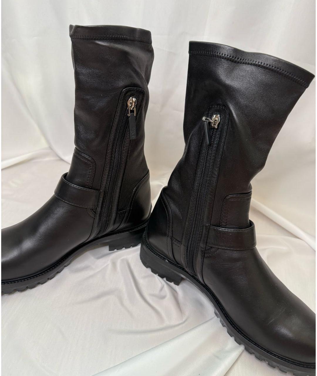 CHRISTIAN DIOR Черные кожаные полусапоги, фото 4