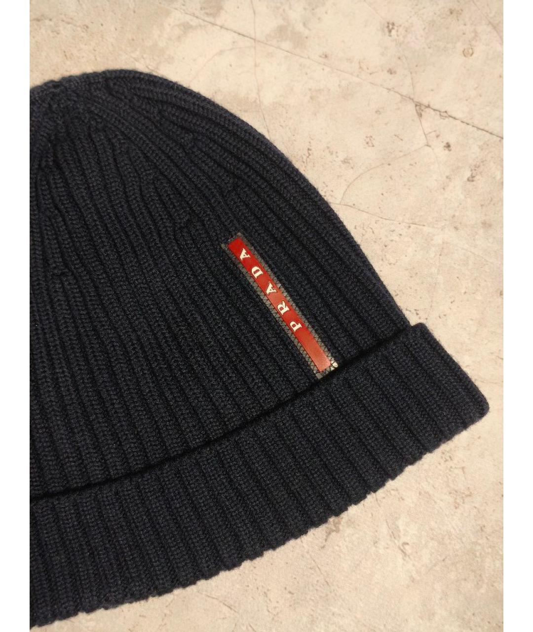 PRADA Темно-синяя шерстяная шапка, фото 3