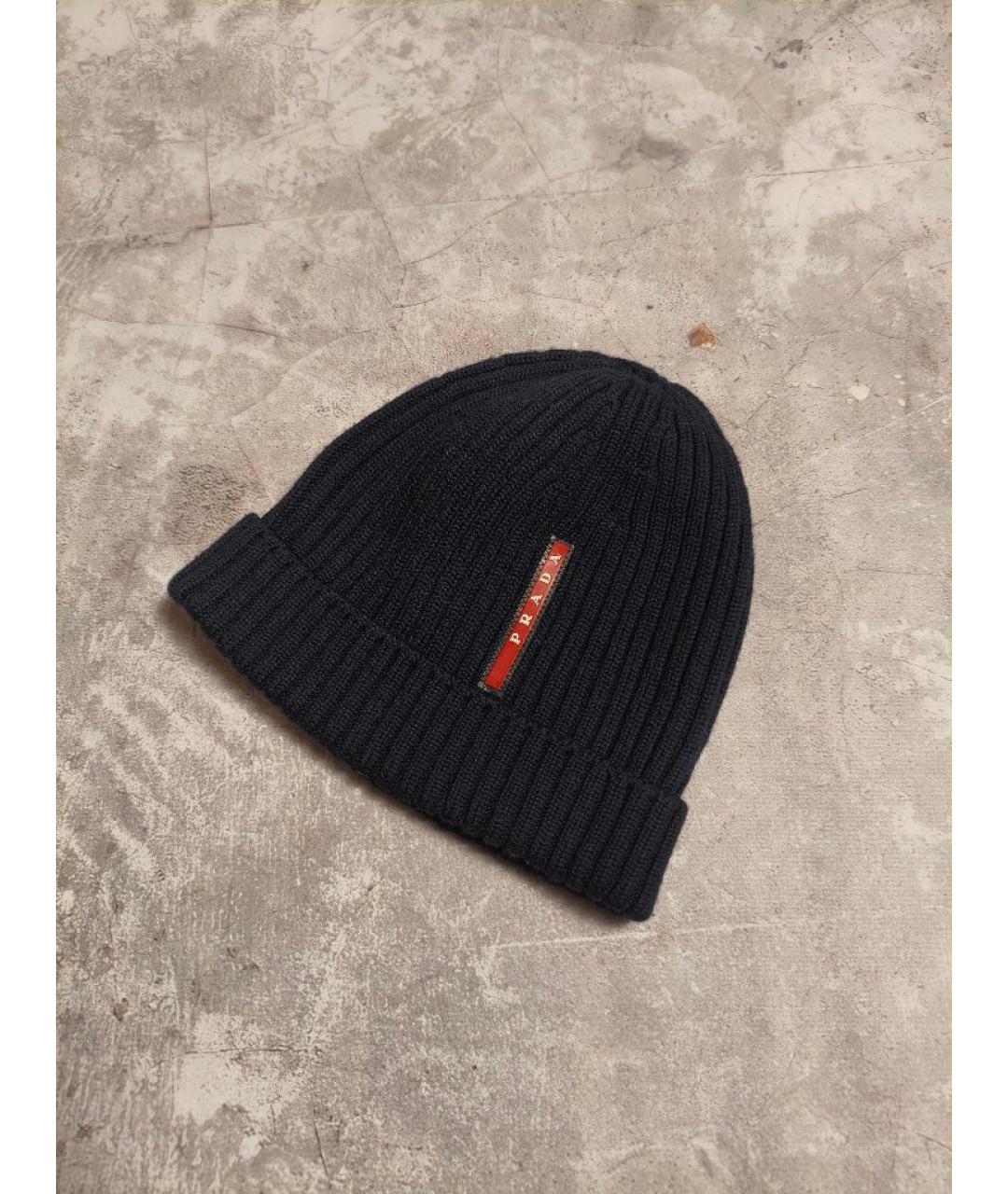 PRADA Темно-синяя шерстяная шапка, фото 2