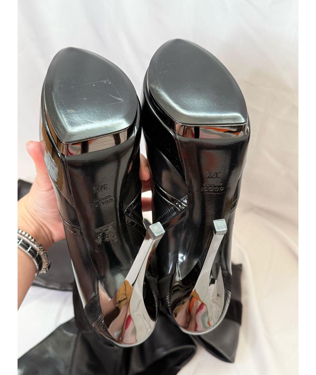 GUCCI Черные кожаные ботфорты, фото 5