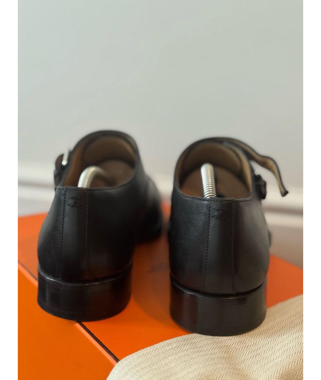 HERMES Черные кожаные туфли, фото 3