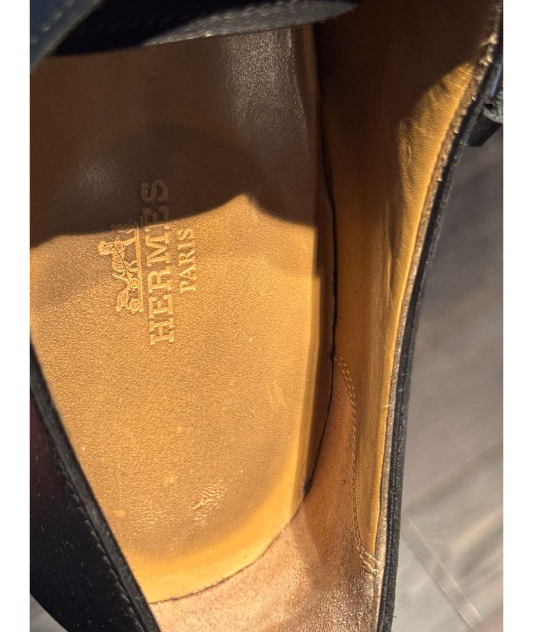 HERMES Черные кожаные туфли, фото 6