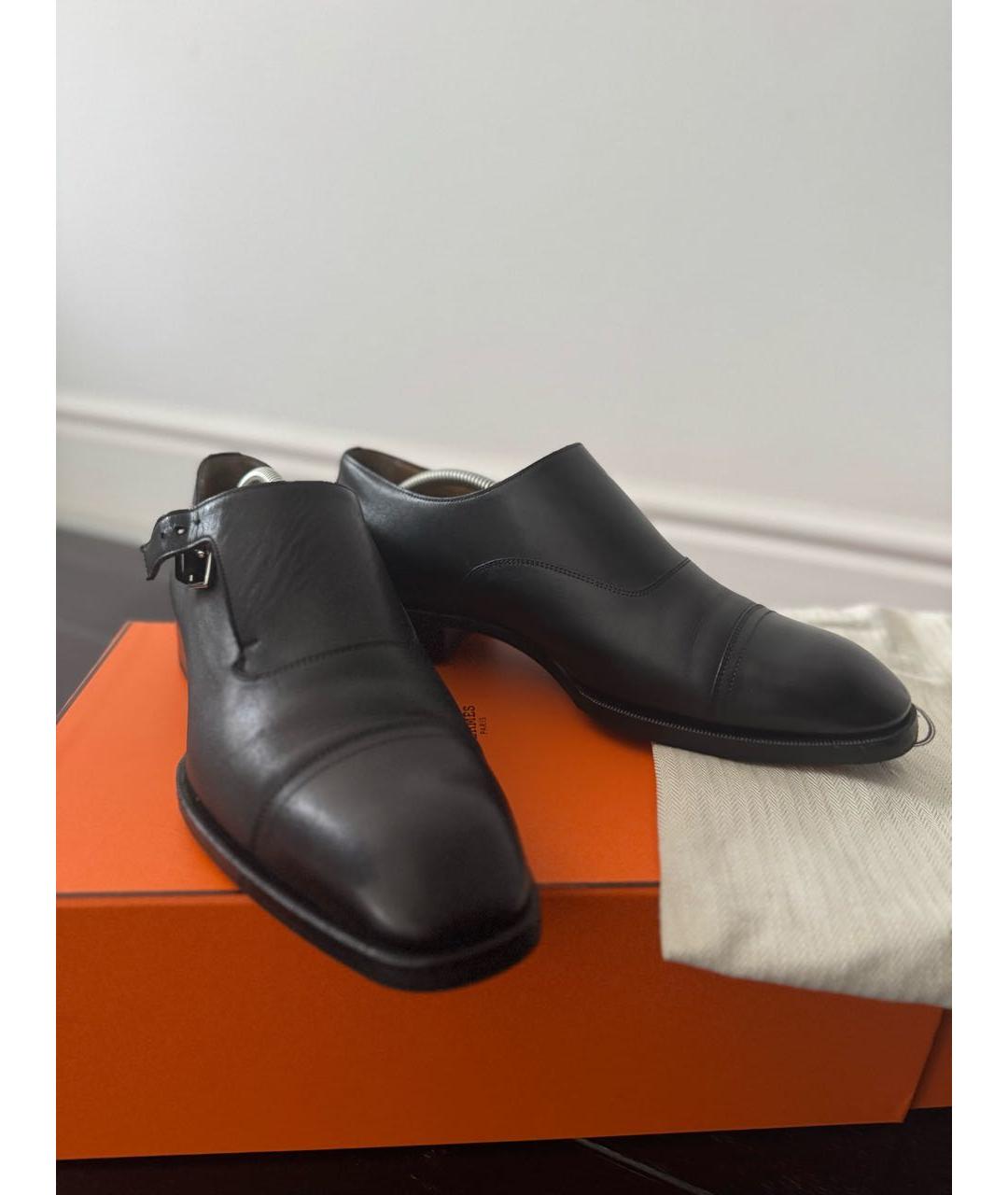 HERMES Черные кожаные туфли, фото 2
