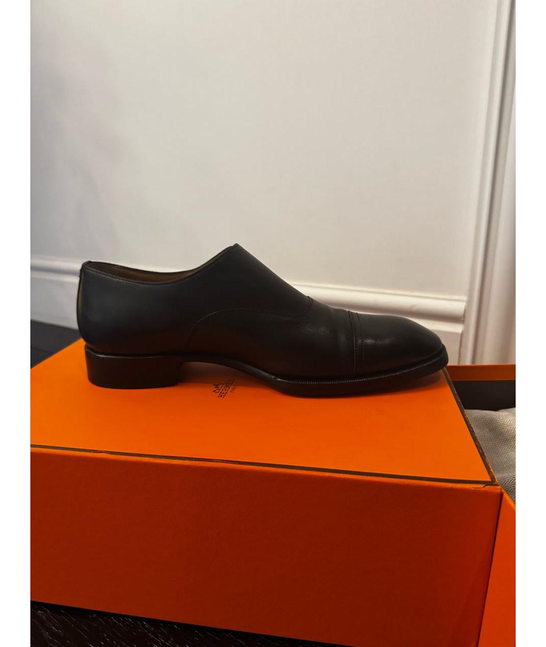 HERMES Черные кожаные туфли, фото 8