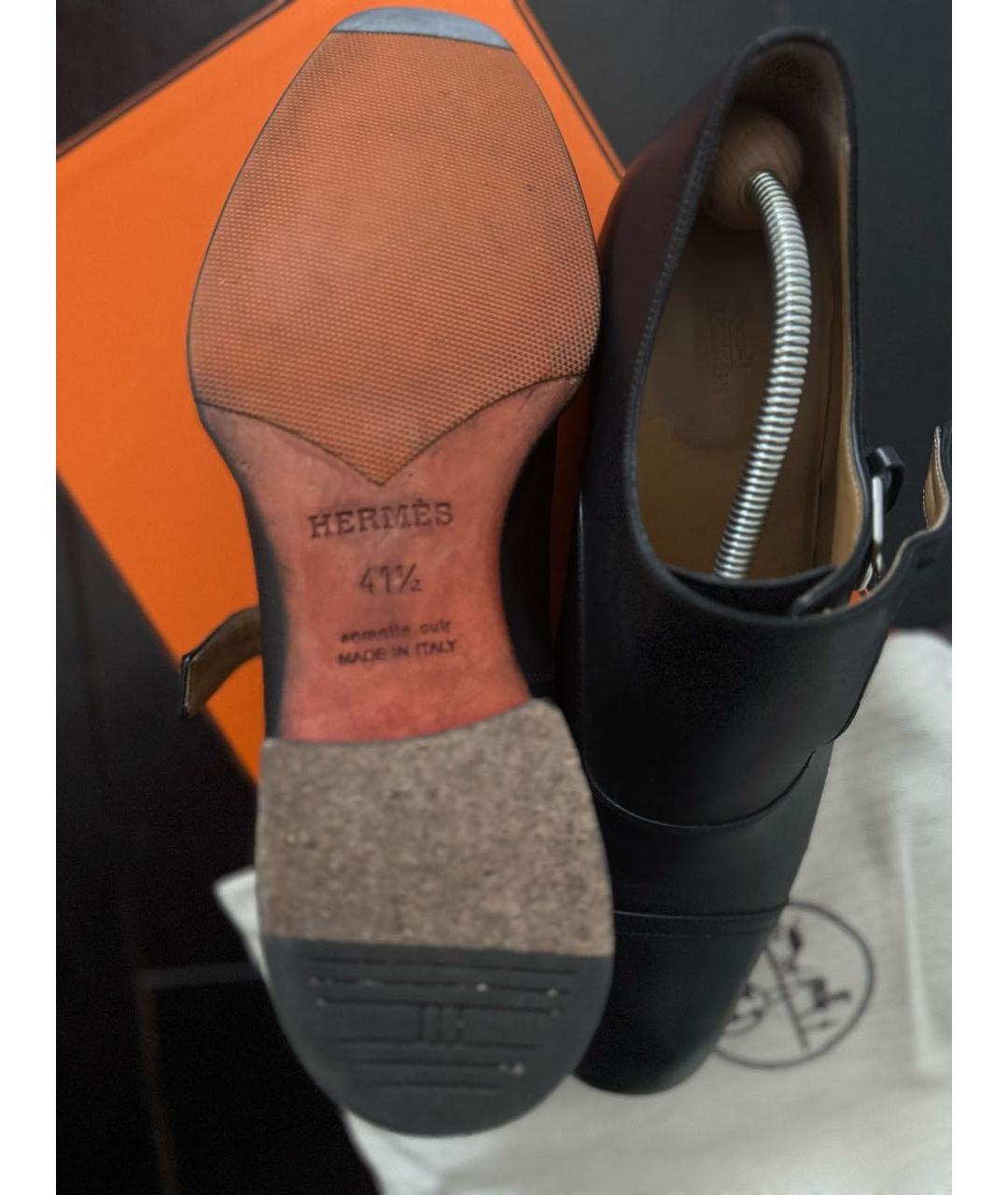 HERMES Черные кожаные туфли, фото 7