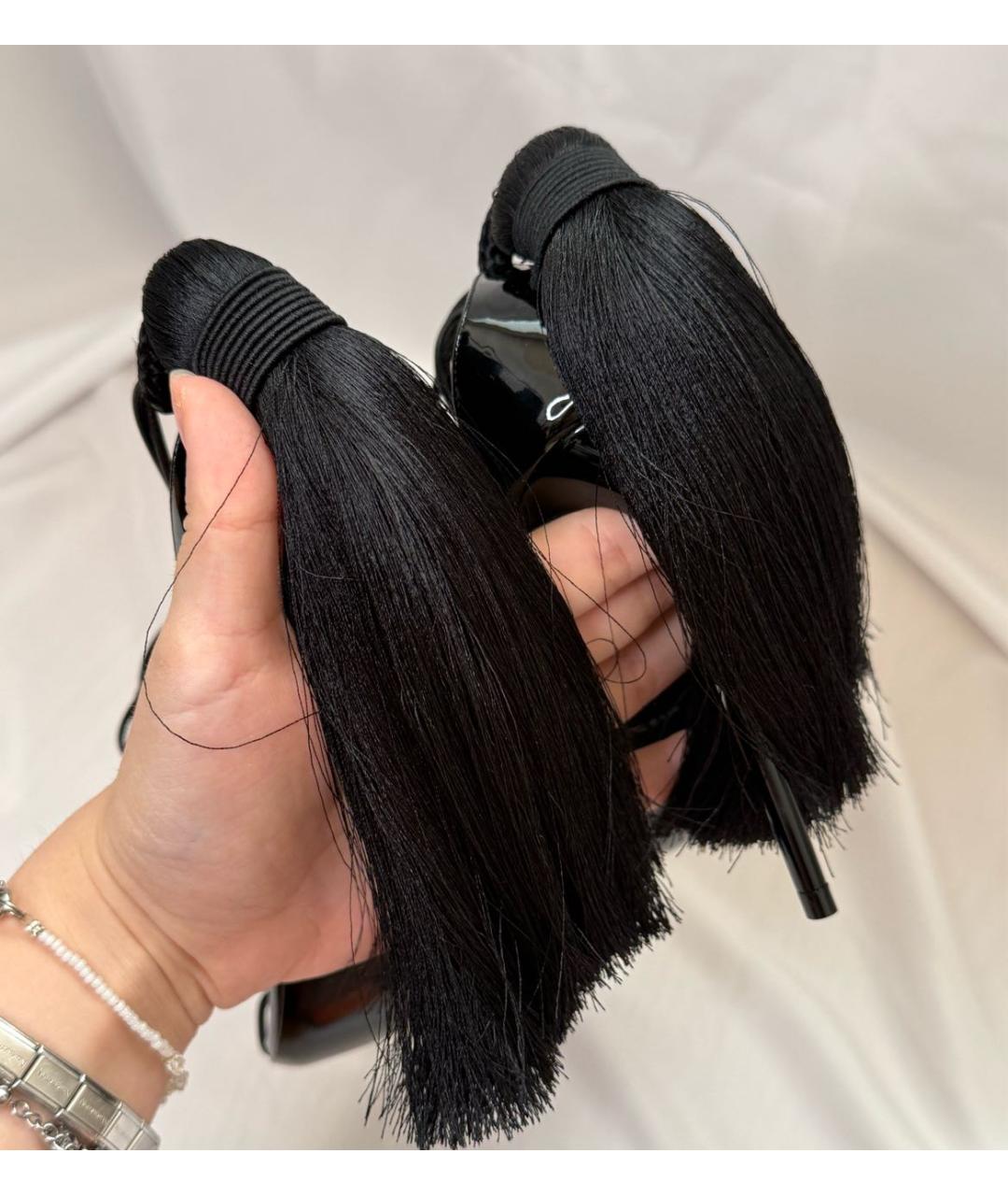 SAINT LAURENT Черные босоножки из лакированной кожи, фото 4