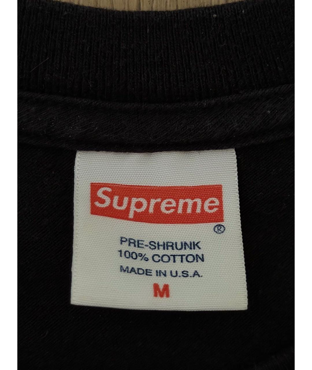 SUPREME Черная хлопковая футболка, фото 5