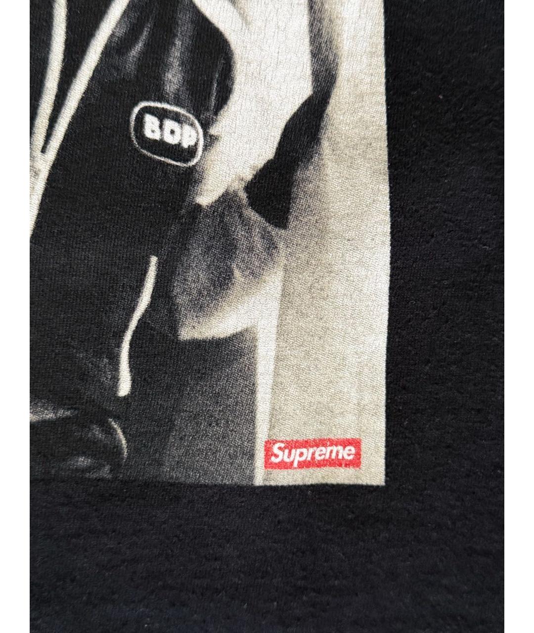 SUPREME Черная хлопковая футболка, фото 4