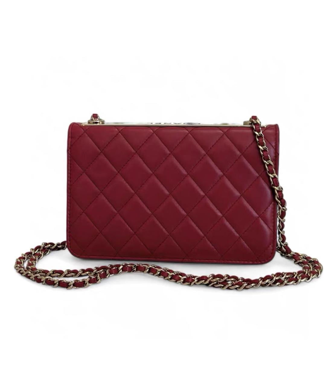 CHANEL Красная кожаная сумка через плечо, фото 3