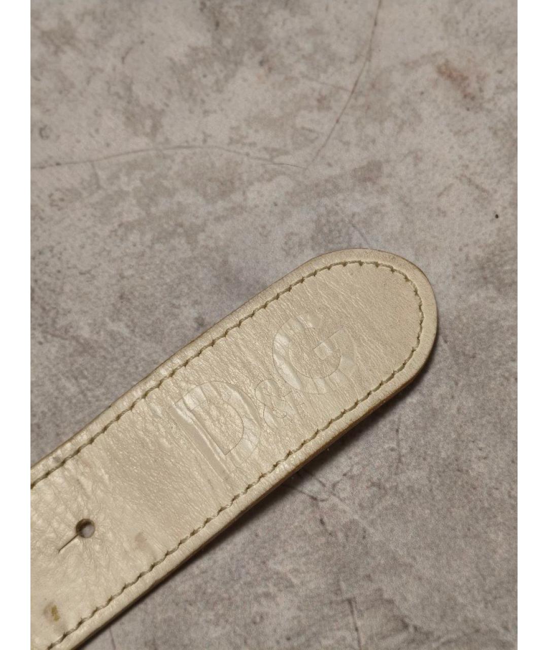 DOLCE&GABBANA Бежевый кожаный ремень, фото 3