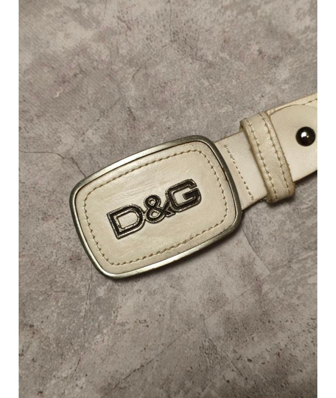 DOLCE&GABBANA Бежевый кожаный ремень, фото 2