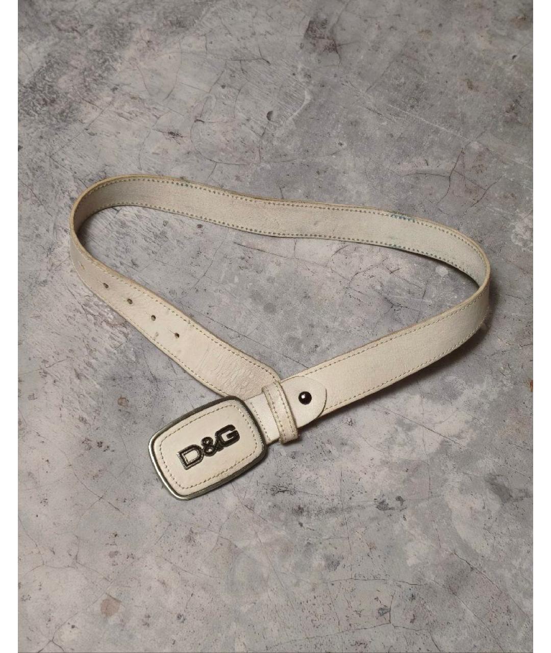 DOLCE&GABBANA Бежевый кожаный ремень, фото 5