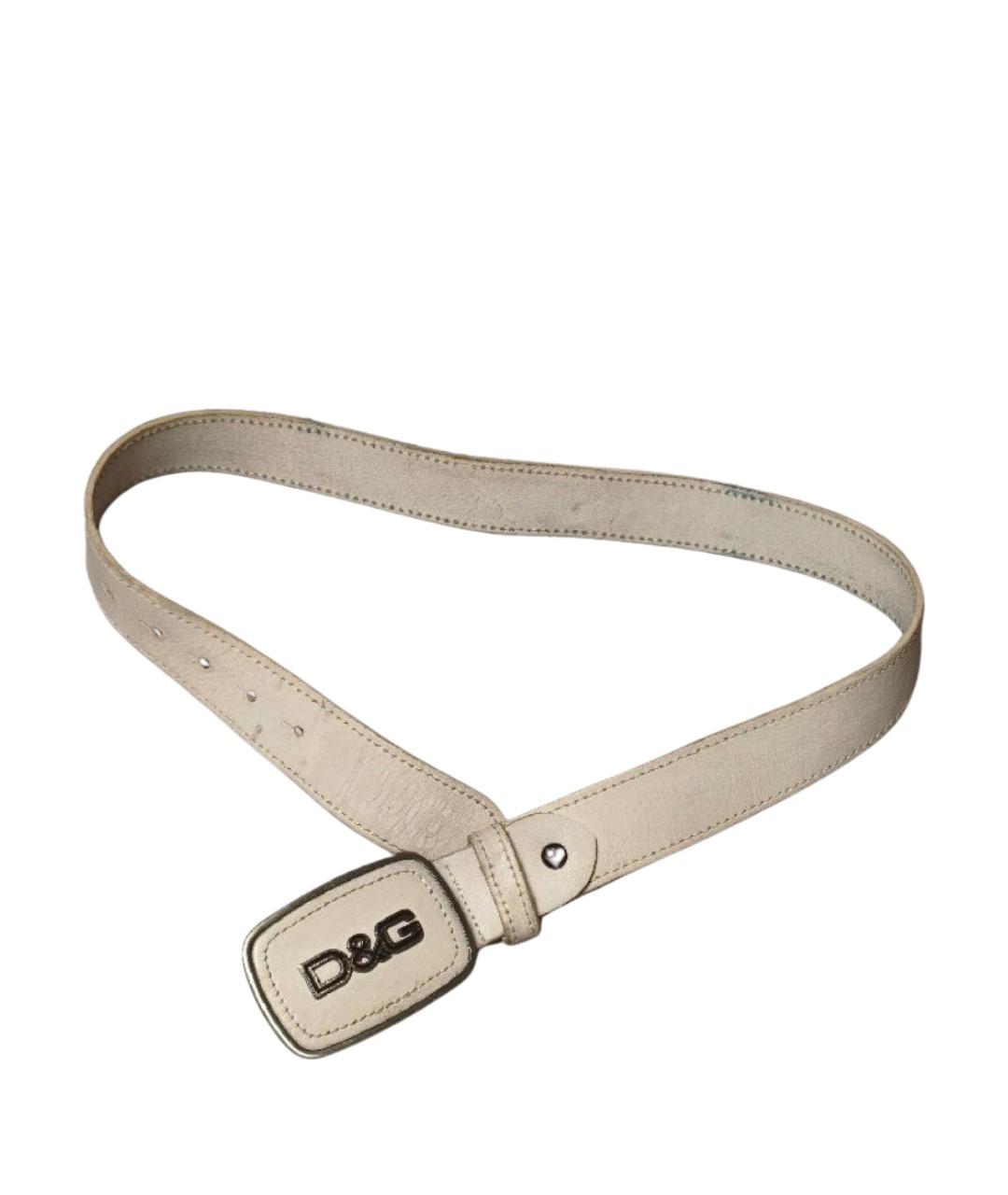 DOLCE&GABBANA Бежевый кожаный ремень, фото 1