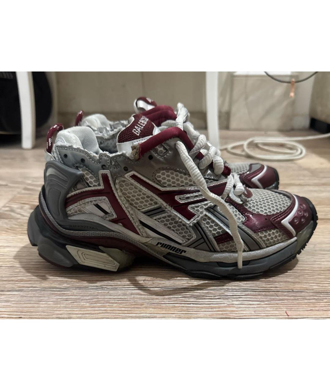 BALENCIAGA Бордовые текстильные кроссовки, фото 6