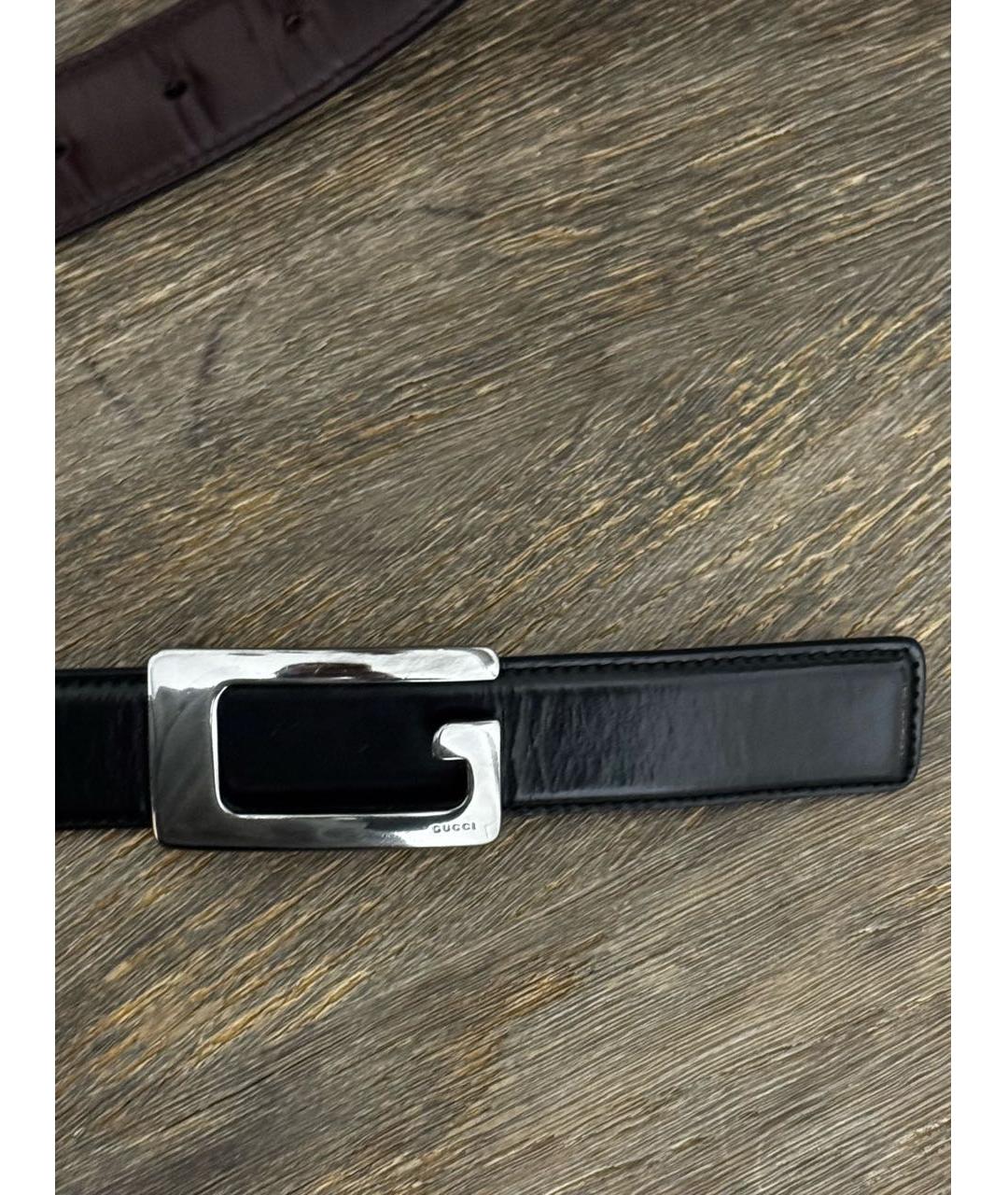 GUCCI Черный кожаный ремень, фото 2