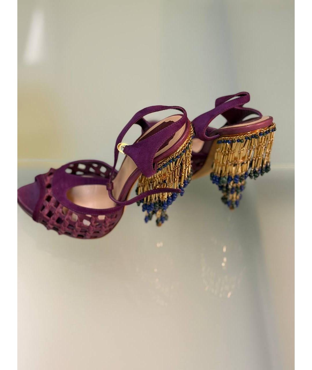 CHRISTIAN DIOR Фиолетовые замшевые босоножки, фото 4