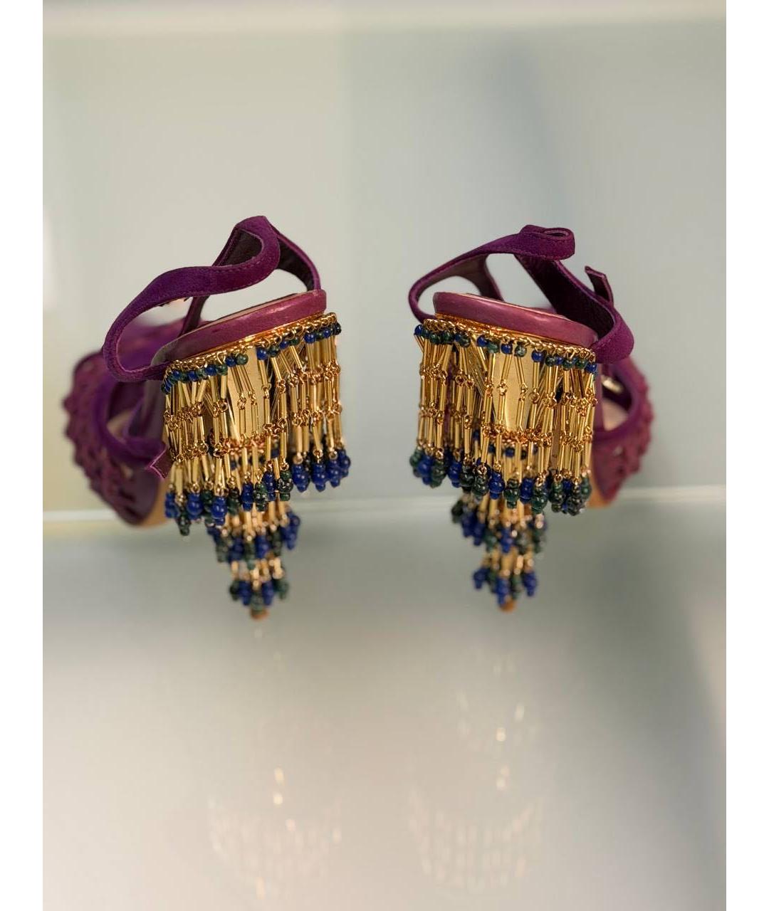 CHRISTIAN DIOR Фиолетовые замшевые босоножки, фото 3