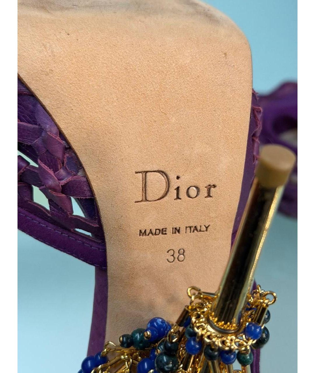 CHRISTIAN DIOR Фиолетовые замшевые босоножки, фото 6