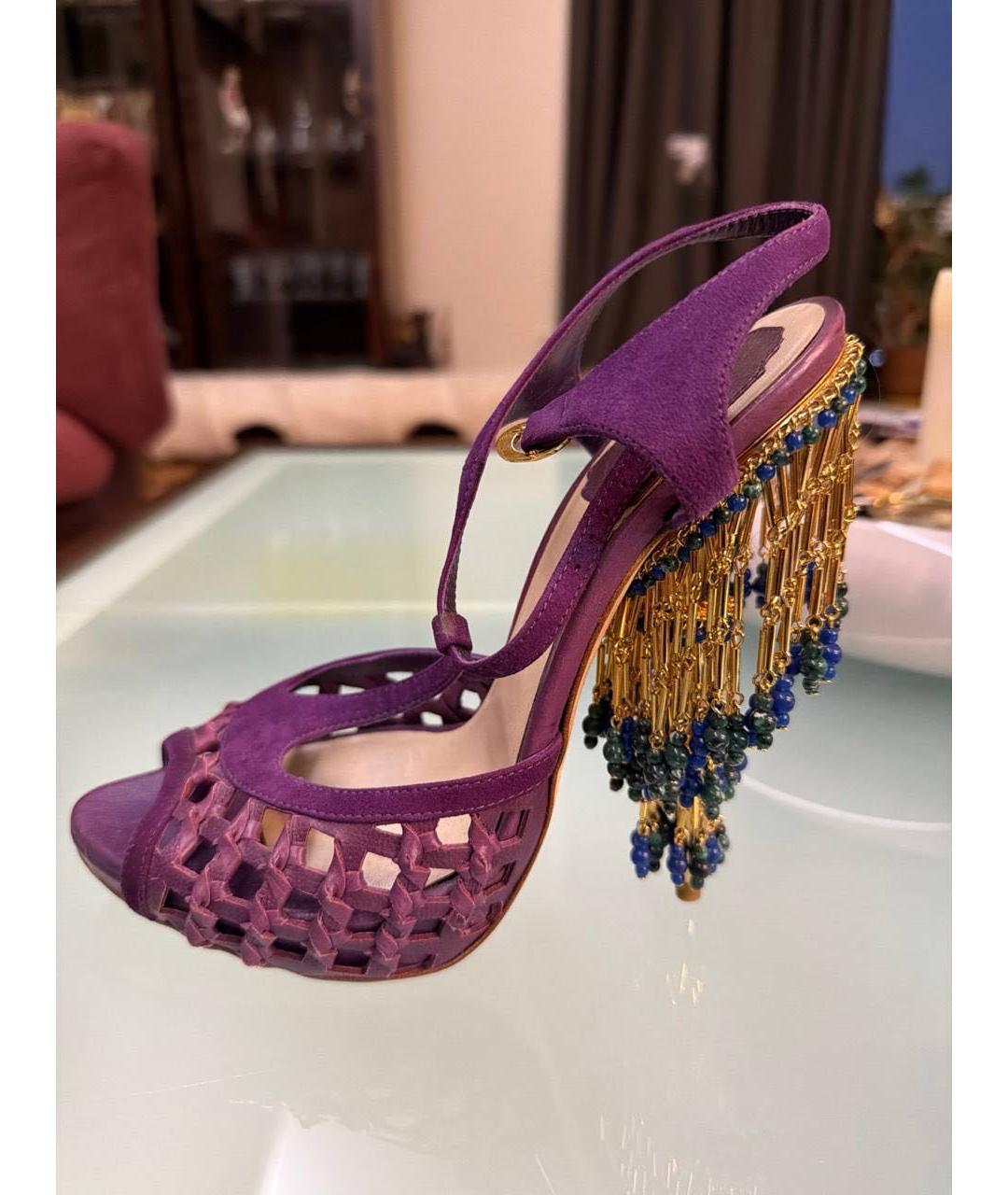 CHRISTIAN DIOR Фиолетовые замшевые босоножки, фото 7