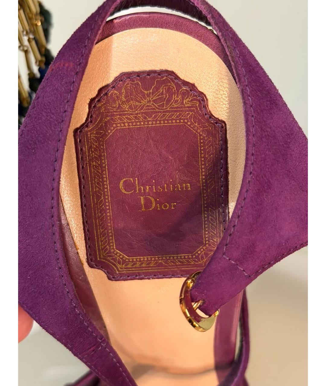 CHRISTIAN DIOR Фиолетовые замшевые босоножки, фото 5