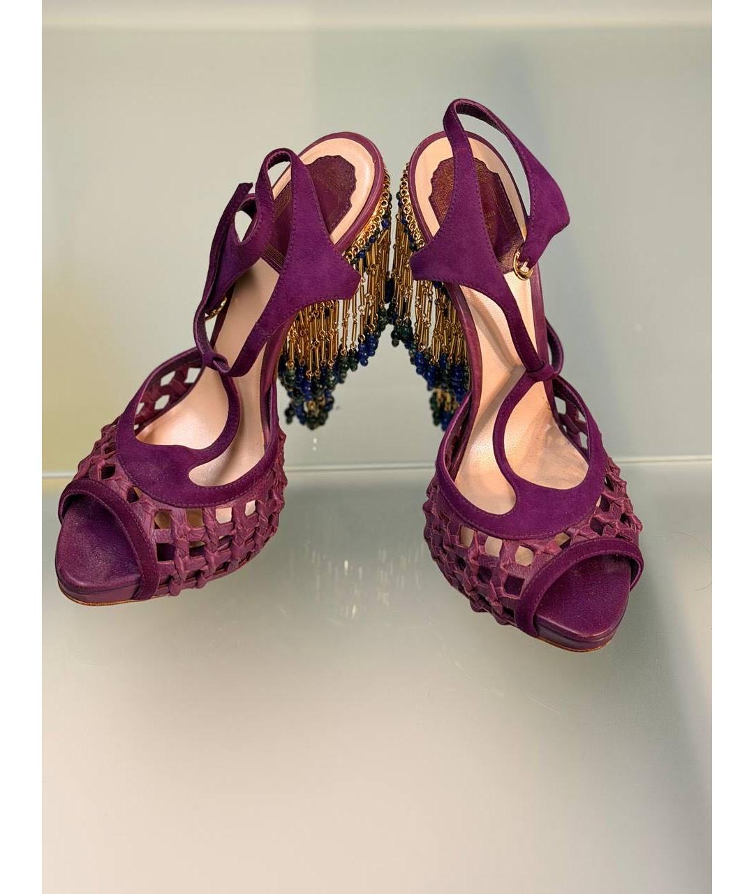 CHRISTIAN DIOR Фиолетовые замшевые босоножки, фото 2