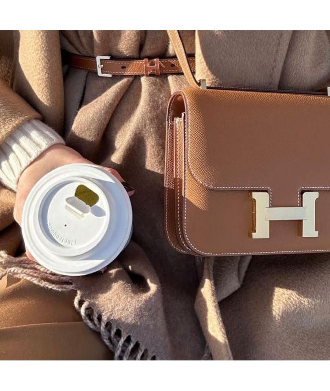 HERMES Коричневая кожаная сумка через плечо, фото 4