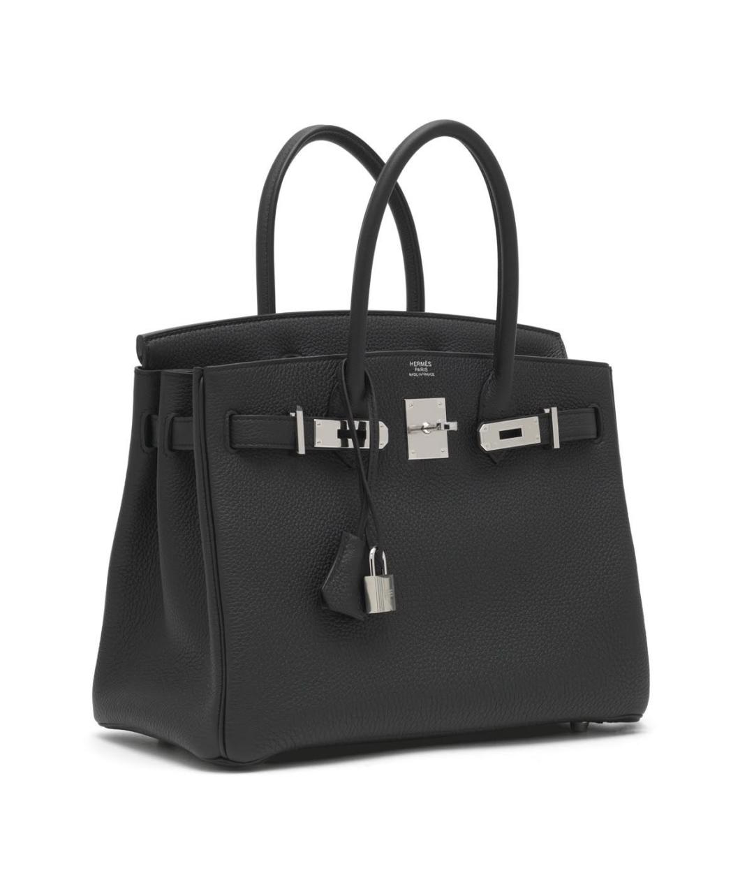 HERMES Черная кожаная сумка с короткими ручками, фото 4